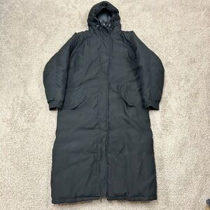 Cabelas Down Parka Jacket L Black Premier Northern Goose Down Long Hooded Coat